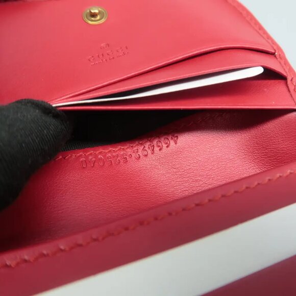 100% Authentic GUCCI GG Marmont Red Leather Wallet - Picture 11 of 12